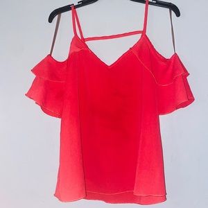 Coral Off The Shoulder Flare Top